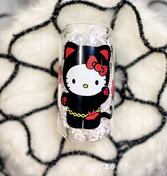HK Black Cat Glass Can Cup