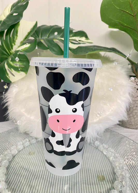 Baby Cow Reusable Cup With Rhinestones