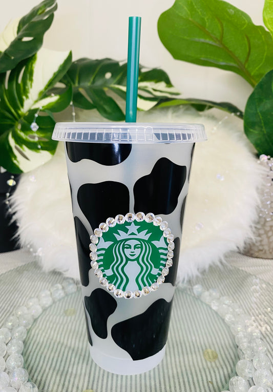 Baby Cow Reusable Cup With Rhinestones